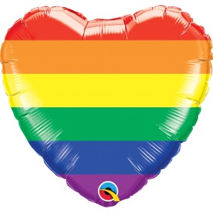 Μπαλόνι Φοιλ Καρδιά 18 Rainbow Stripes