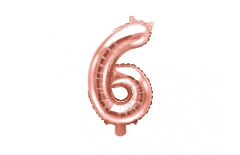 Μπαλόνι Mini Foil 14” Νούμερο 6 Ροζ Χρυσό / 35 εκ 