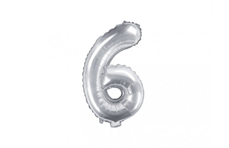 Μπαλόνι Mini Foil 14” Νούμερο 6 Ασημί / 35 εκ 
