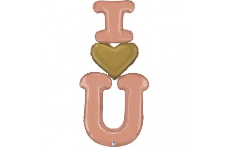 Μπαλόνι “Ι love U” Ροζ-Χρυσό 1.52 cm