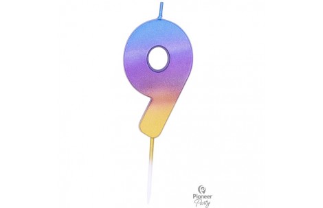 Κερί Νούμερο ''9'' Rainbow Ombre / 6.7 cm