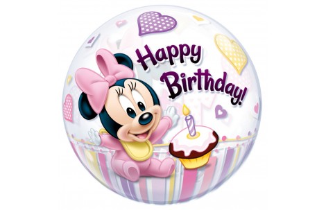 Μπαλόνι Bubble 22” Minnie 1st Birthday / 56 cm
