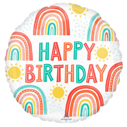 Μπαλόνι Foil Happy Birthday  Retro Rainbow