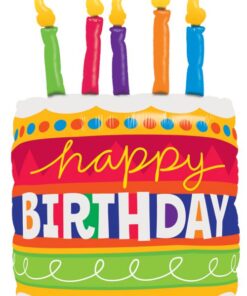 Μπαλόνι Happy Birthday σχήμα τούρτας (89cm)
