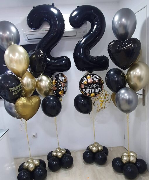 Μπαλονοσύνθεση ΄No 22 Black & Gold΄ - Image 2