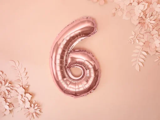 Foil Μπαλόνι Rose Gold Νούμερο '6’, 35cm - Image 2