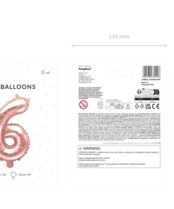 Foil Μπαλόνι Rose Gold Νούμερο '6’, 35cm4