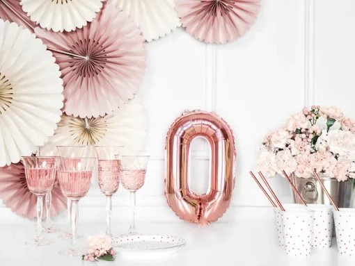 Foil Μπαλόνι Rose Gold Νούμερο ‘0’, 35cm - Image 3
