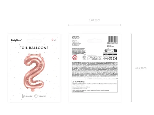 Foil Μπαλόνι Rose Gold Νούμερο ‘2’, 35cm - Image 4