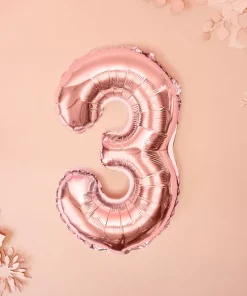 Foil Μπαλόνι Rose Gold Νούμερο ‘3’, 35cm2