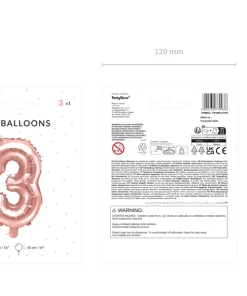 Foil Μπαλόνι Rose Gold Νούμερο ‘3’, 35cm4