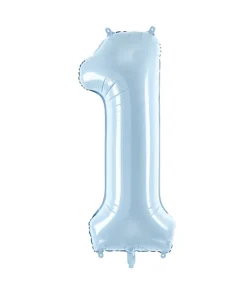 Μπαλόνι Foil Απαλό Γαλάζιο Αριθμός 1 (28”/72cm)