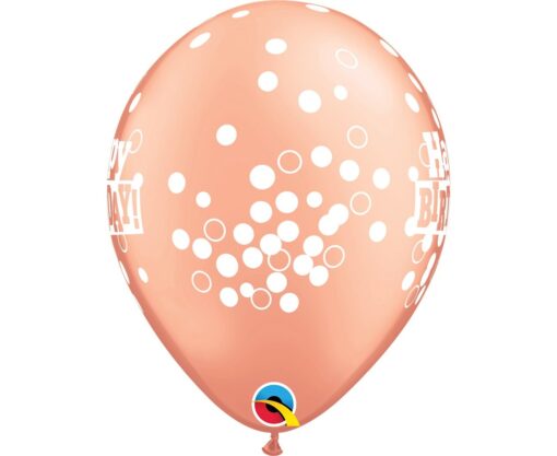 Μπαλόνι Latex 11'' Happy Birthday Confetti Dots Rose Gold - Image 2