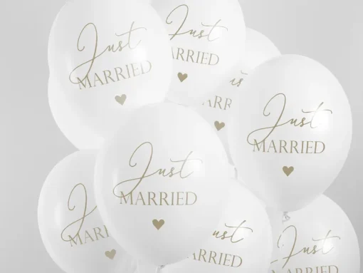 Μπαλόνι Latex 12'' Just Married Pastel White - Image 2