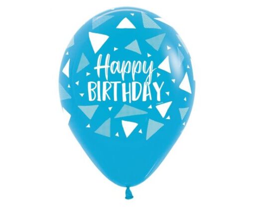 Μπαλόνια Λάτεξ Happy Birthday - Triangles Blue Assortment (1τμχ) - Image 3