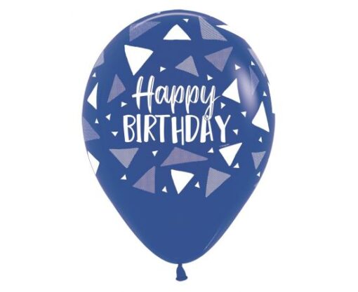 Μπαλόνια Λάτεξ Happy Birthday - Triangles Blue Assortment (1τμχ) - Image 4