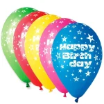 Μπαλόνι Latex “Happy Birthday” με Αστεράκια – 12” (1-Τεμάχιο)