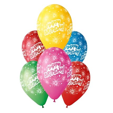 Μπαλόνι Latex “Happy Birthday” με Πυροτεχνήματα – 13” (Τεμάχιο)