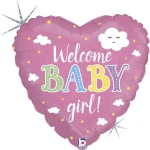 Μπαλόνι Foil Καρδιά Welcome Baby Girl! (18''/46cm)