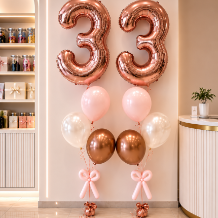 Μπαλονοσύνθεση No 33 Σε Rose Gold Αποχρώσεις