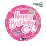 Μπαλόνι Foil Ροζ Happy Birthday Pop Star (18''/45cm)
